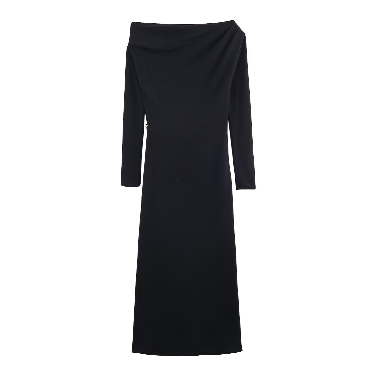 Vestido midi de punto elegante con botones KUN-00043