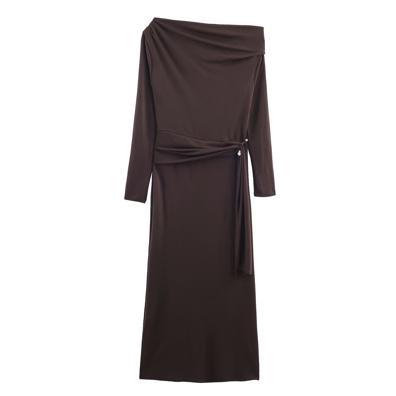 Vestido midi de punto elegante con botones KUN-00043