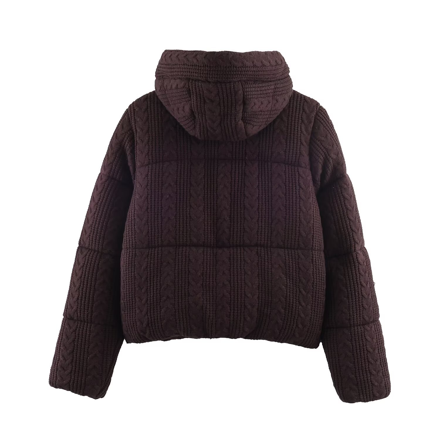 Women's Hooded Padded Cotton Jacket Braided Trim KUN-00024