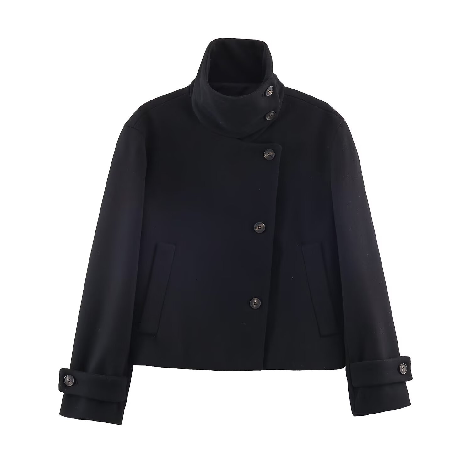 Abrigo elegante de cuello alto y corte corto para mujer - Estilo europeo y americano KUN-00032