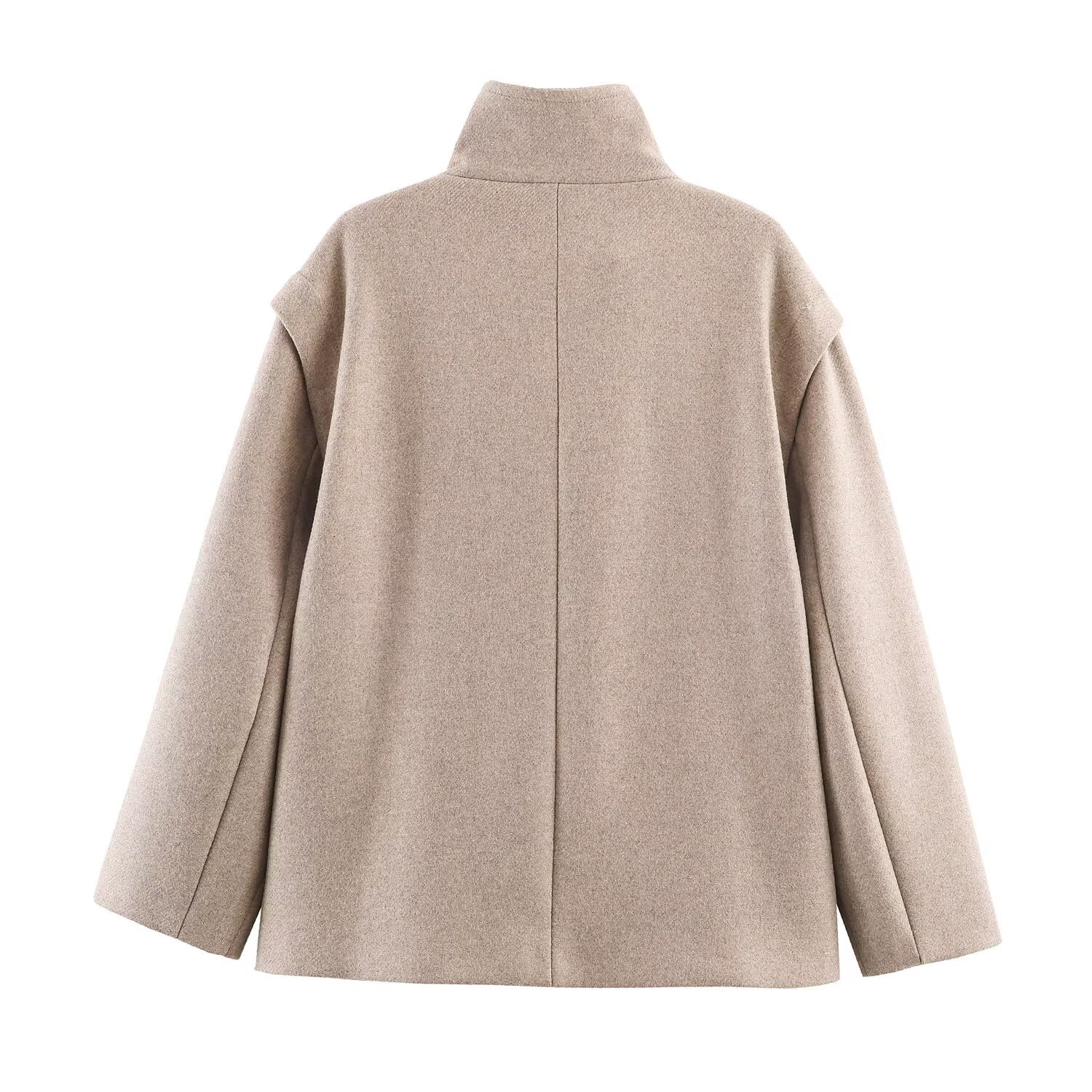 Abrigo corto de cuello alto de mezcla, prenda de abrigo de moda KUN-00003