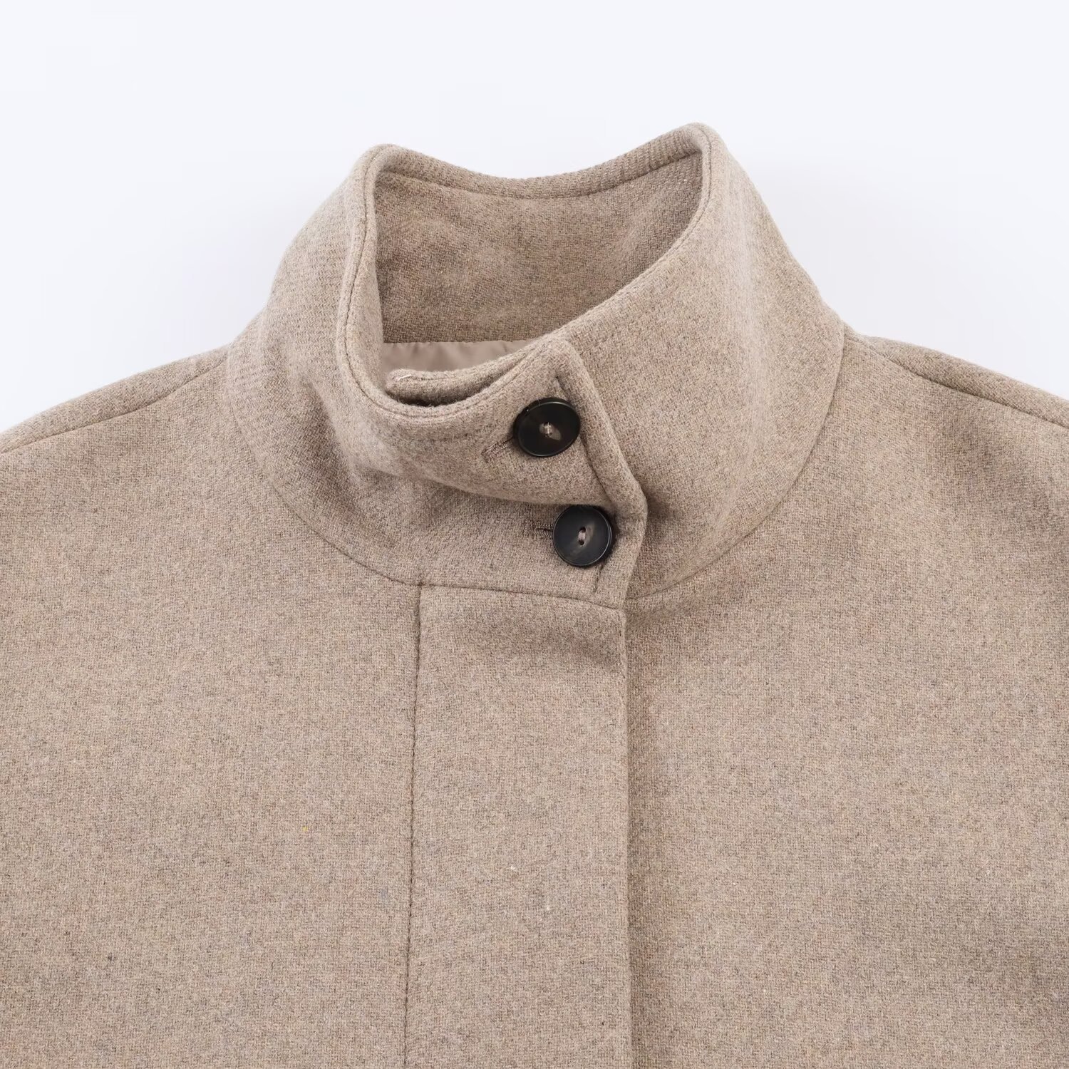 Abrigo corto de cuello alto de mezcla, prenda de abrigo de moda KUN-00003