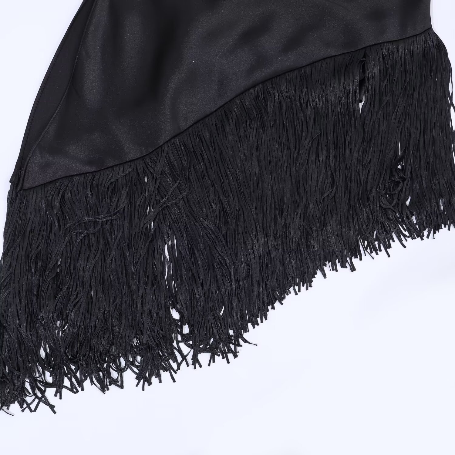 Silk Satin Tassel Top - Elegant Long Blouse KUN-00019