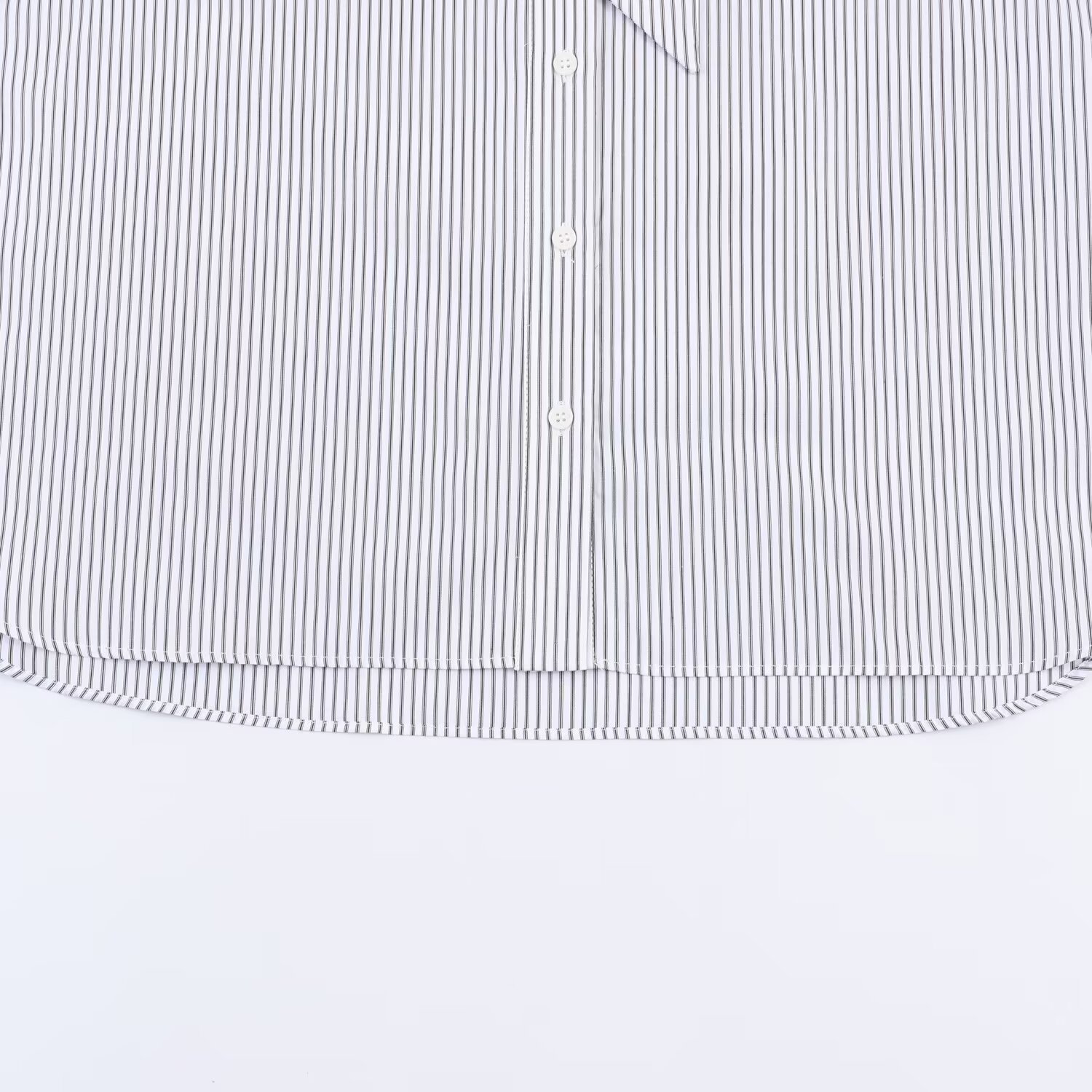 Striped Poplin Shirt Scarf Necktie Elegant Blouse KUN-00020