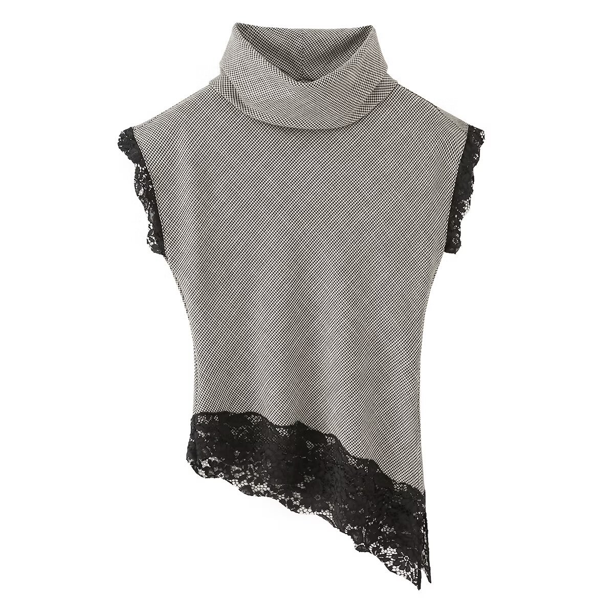 Lace Asymmetric Sleeveless Top KUN-00074