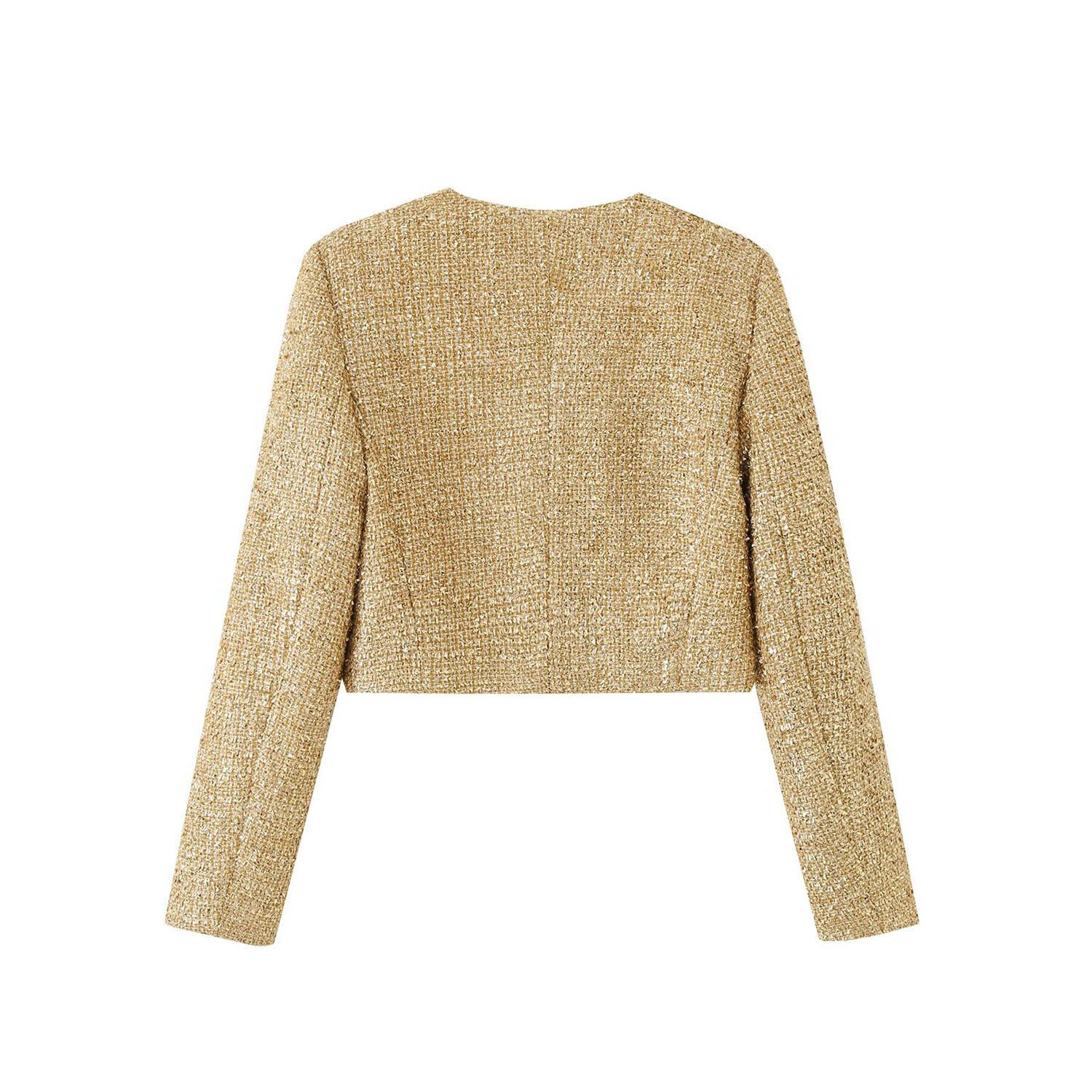 Women's Cropped Metallic Thread Jacket Padded Shoulder KUN-00055