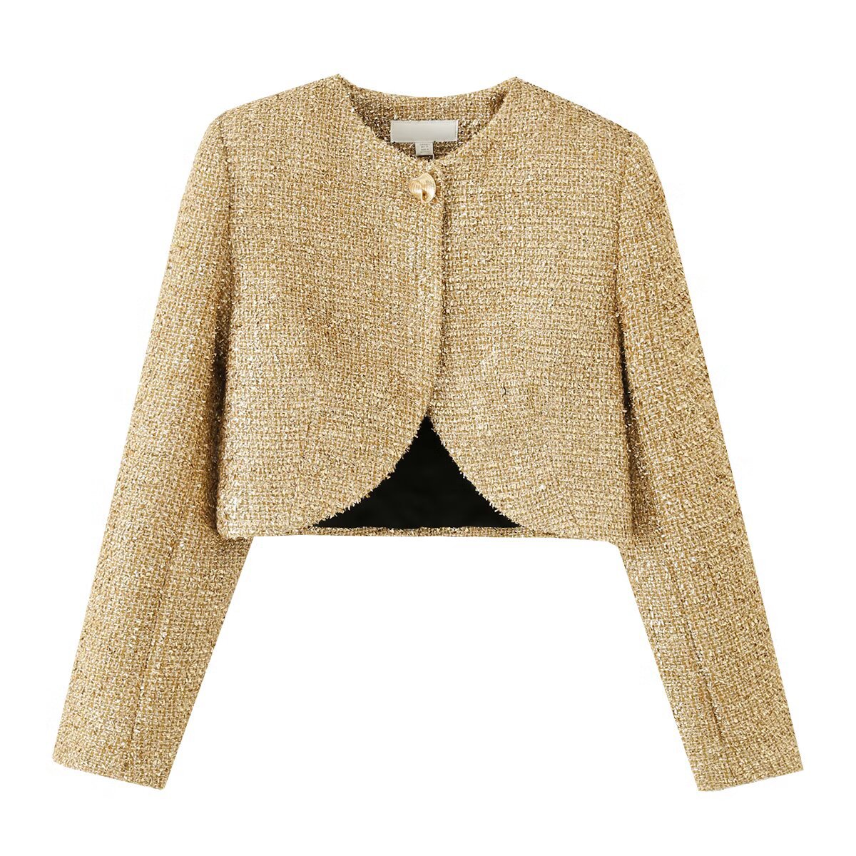 Women's Cropped Metallic Thread Jacket Padded Shoulder KUN-00055