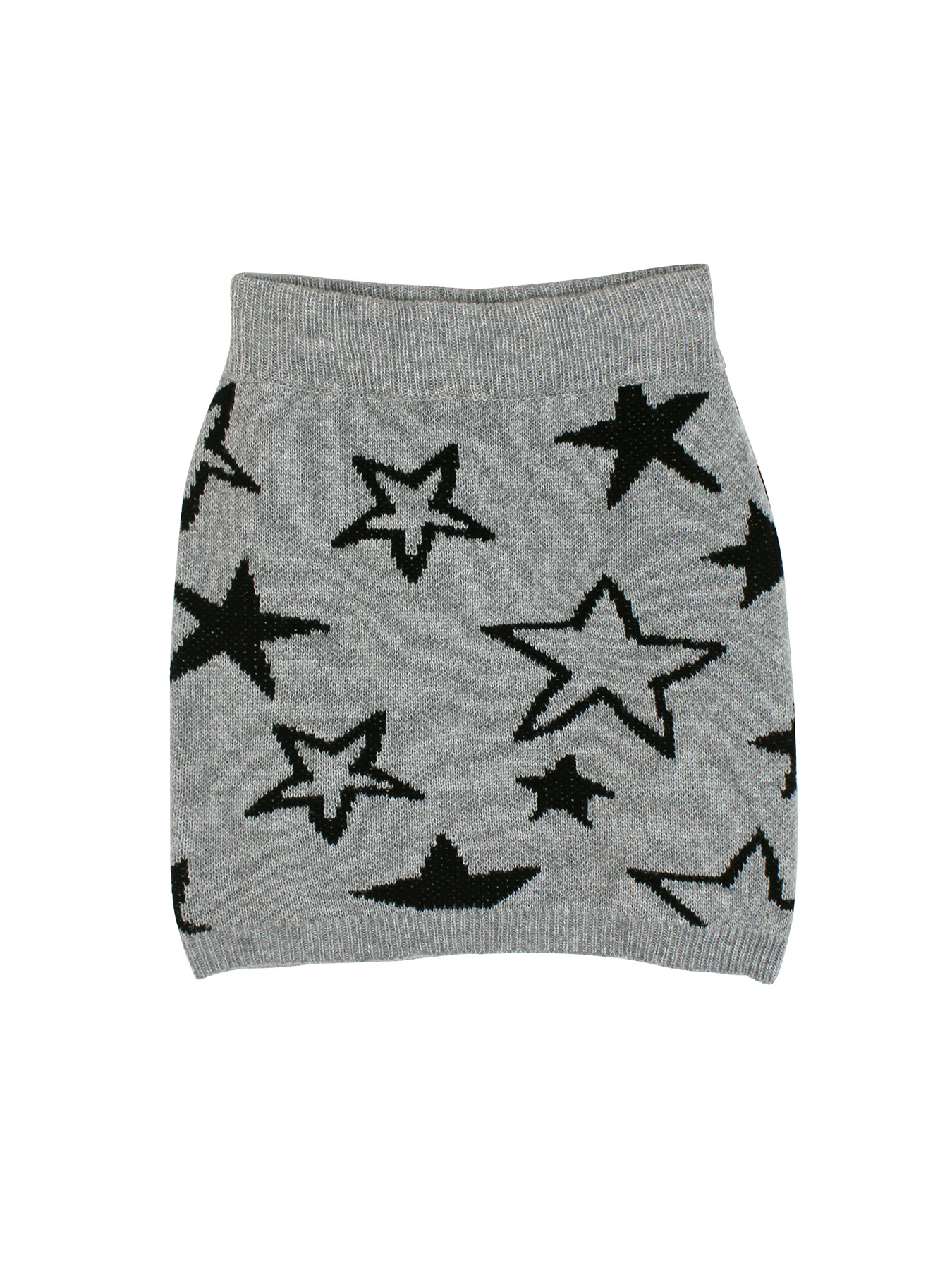 Knitted Star Print Mini Skirt Elastic Waist - Autumn Spring