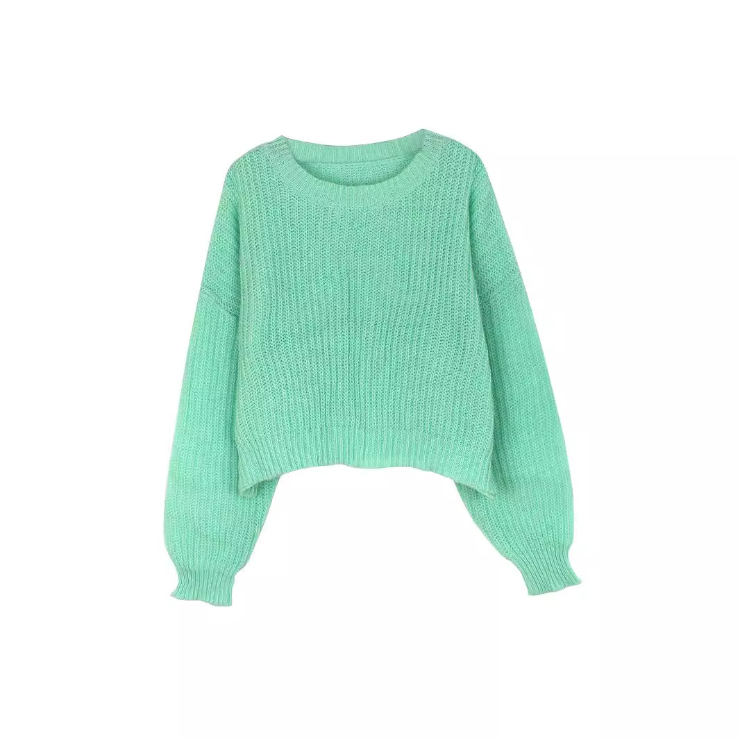 Knitted Sweater Women's Casual Loose Fit Crewneck Pullover SSU-00037