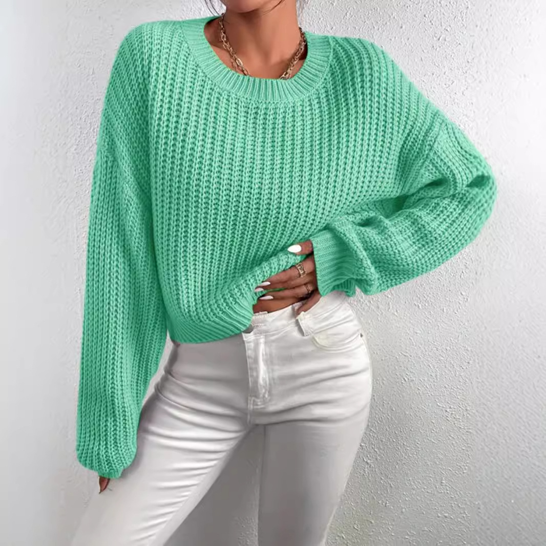 Knitted Sweater Women's Casual Loose Fit Crewneck Pullover SSU-00037