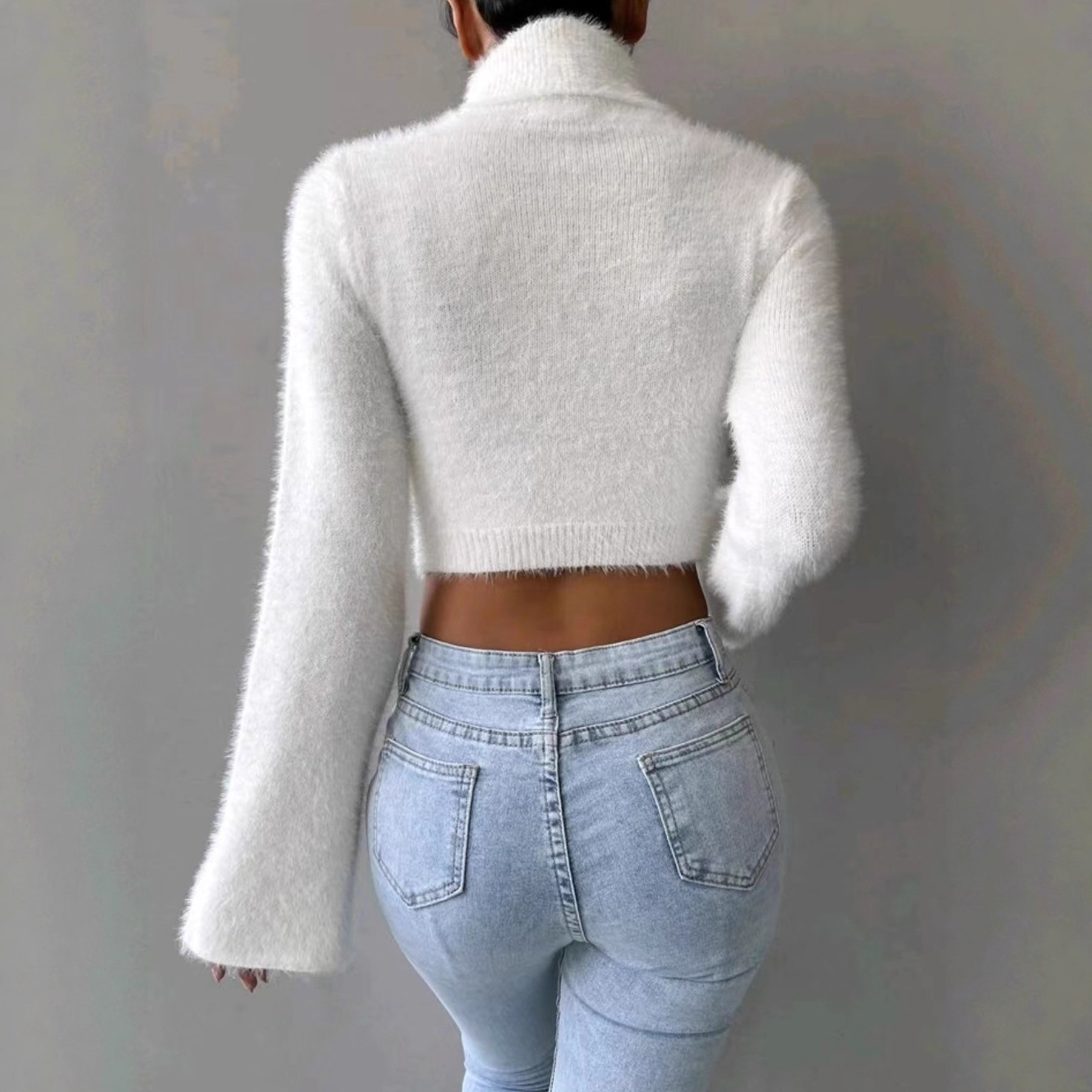 Women's Knit Sweater Long Sleeve Turtleneck Pullover Solid Color SSU-00101