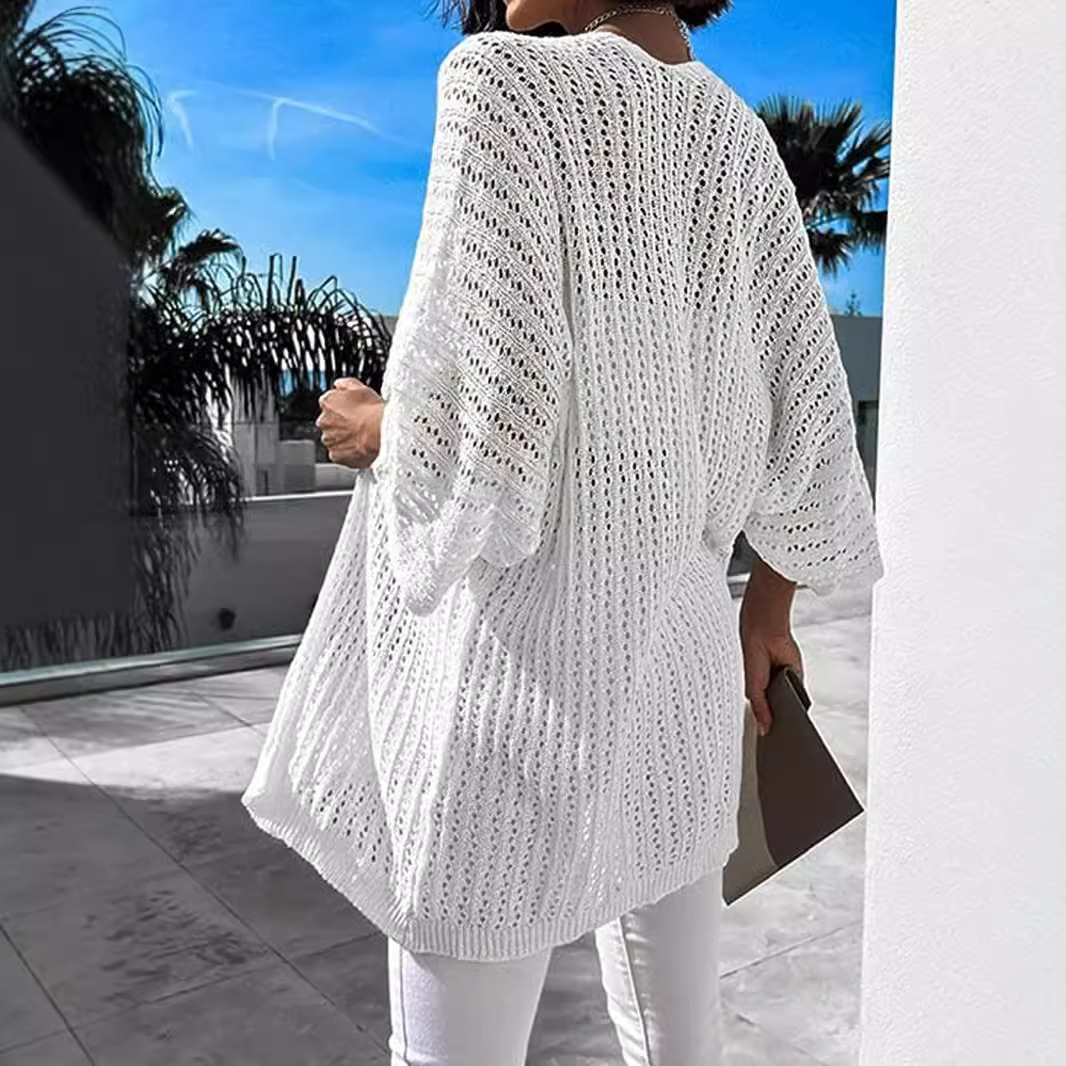 Lightweight Knit Cardigan Cover Up - Summer Beach Open Front