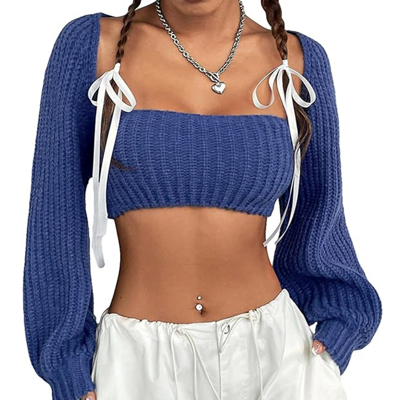 Women's Knit Cardigan Set: Long Sleeve Top & Bandeau - Spring/Summer SSU-00034