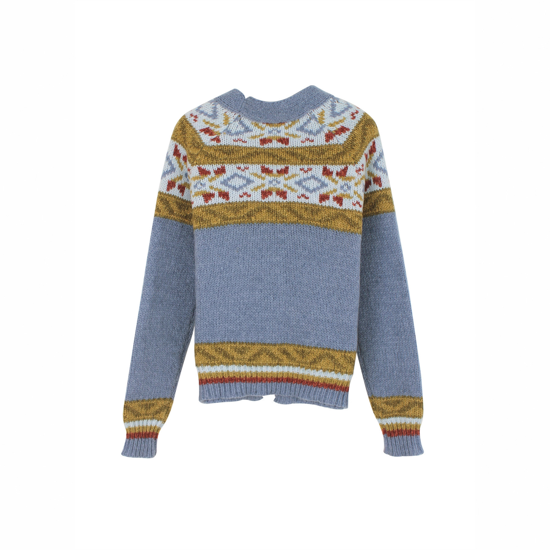 Knitted Cardigan Sweater Geometric Button Long Sleeve