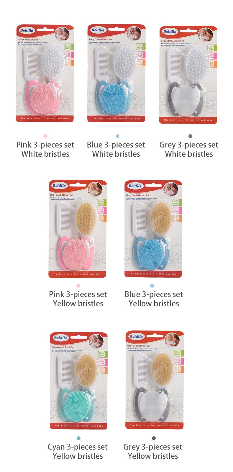 Gentle Baby Hair Brush & Comb Set for Newborns & Toddlers