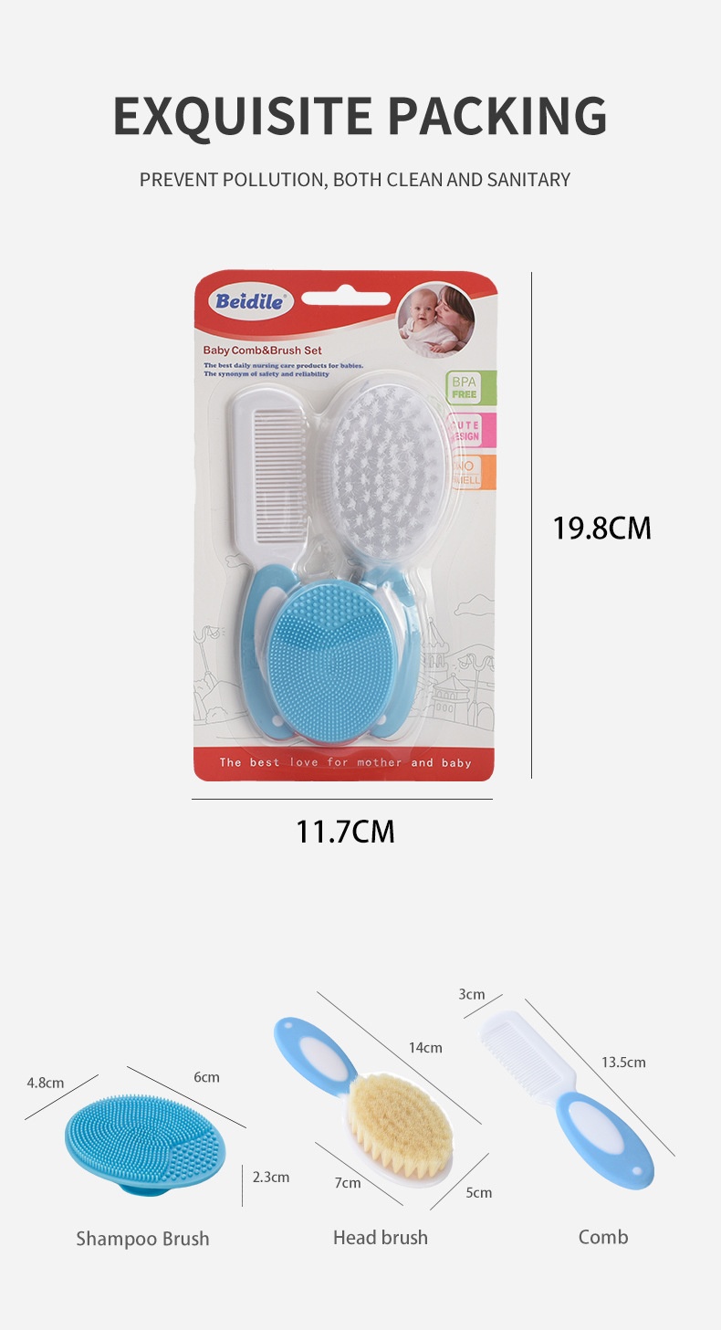 Gentle Baby Hair Brush & Comb Set for Newborns & Toddlers