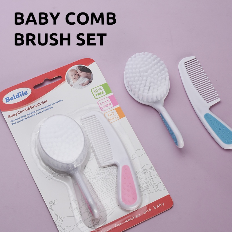 Soft Baby Hair Brush & Comb Set – Gentle on Delicate Hair & Scalp for Newborns & Toddlers