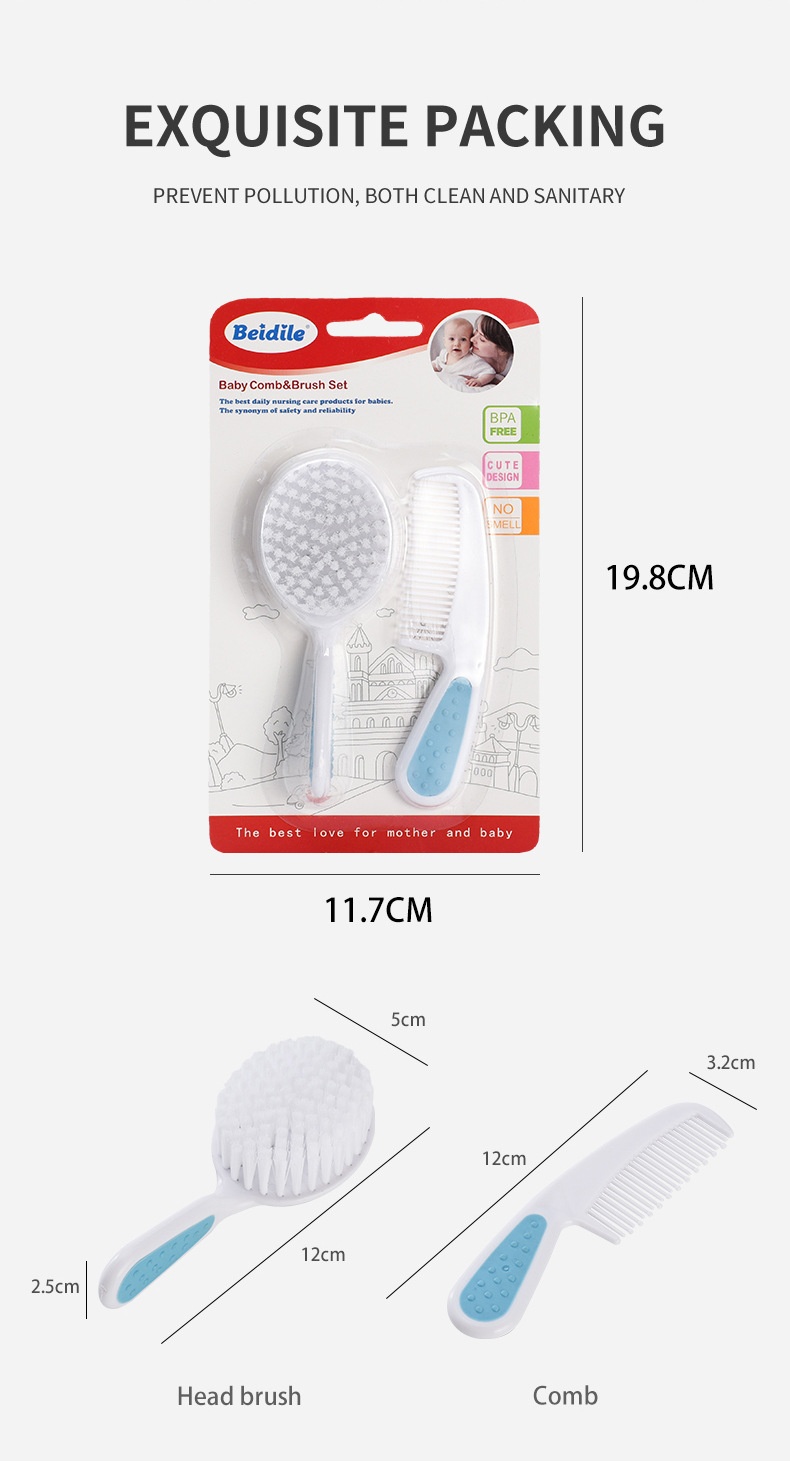 Soft Baby Hair Brush & Comb Set – Gentle on Delicate Hair & Scalp for Newborns & Toddlers