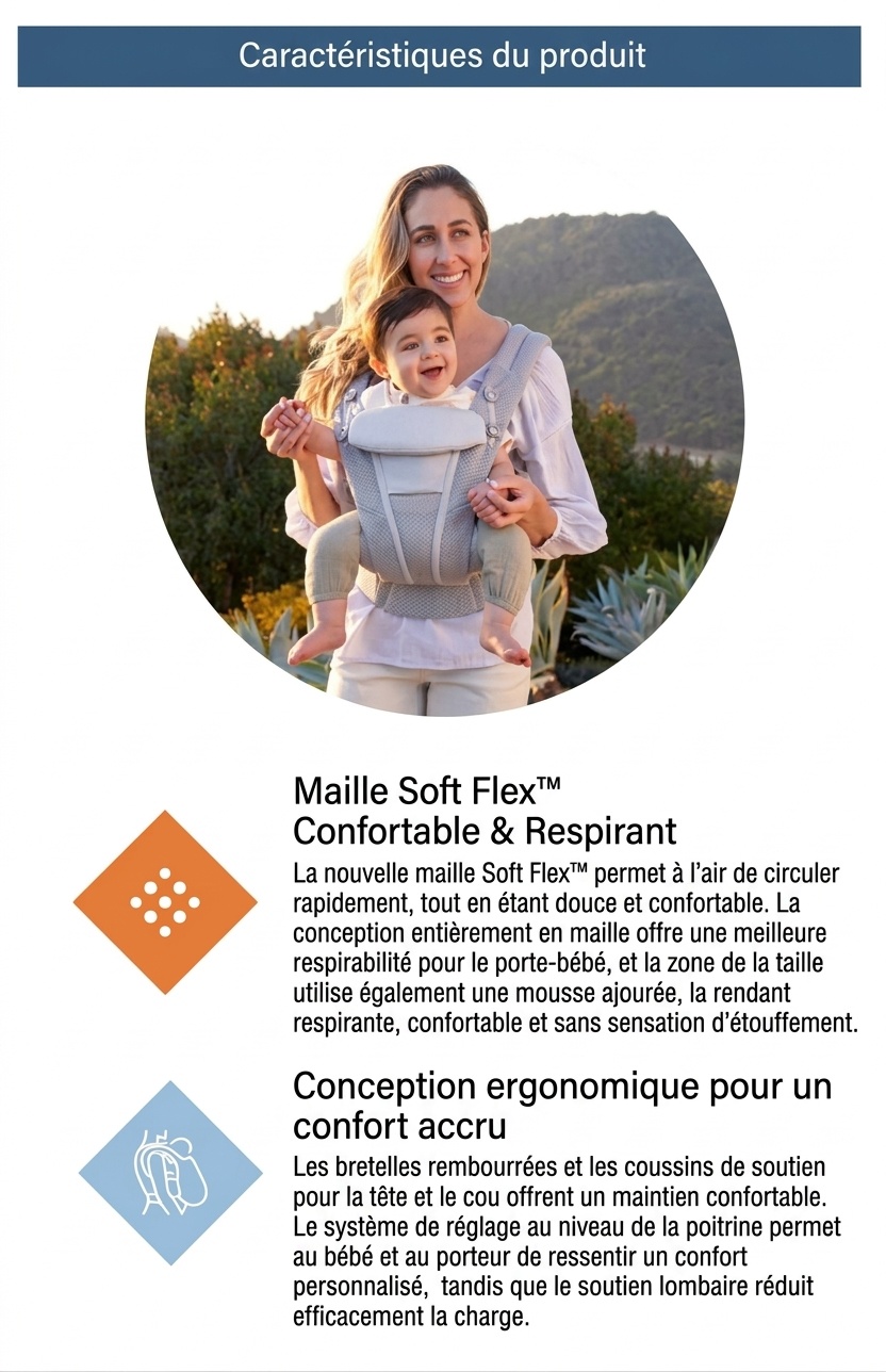 Porte-bébé ergonomique tout-en-un OMNI 360 avec filet respirant
