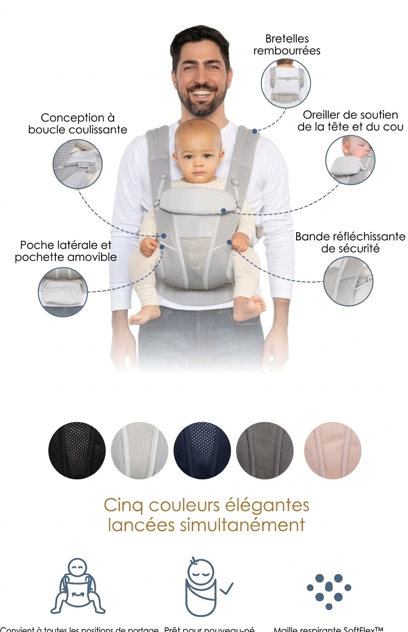 Porte-bébé ergonomique tout-en-un OMNI 360 avec filet respirant