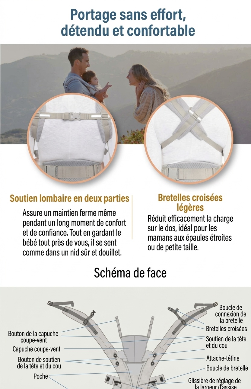 Porte-bébé ergonomique tout-en-un OMNI 360 avec filet respirant