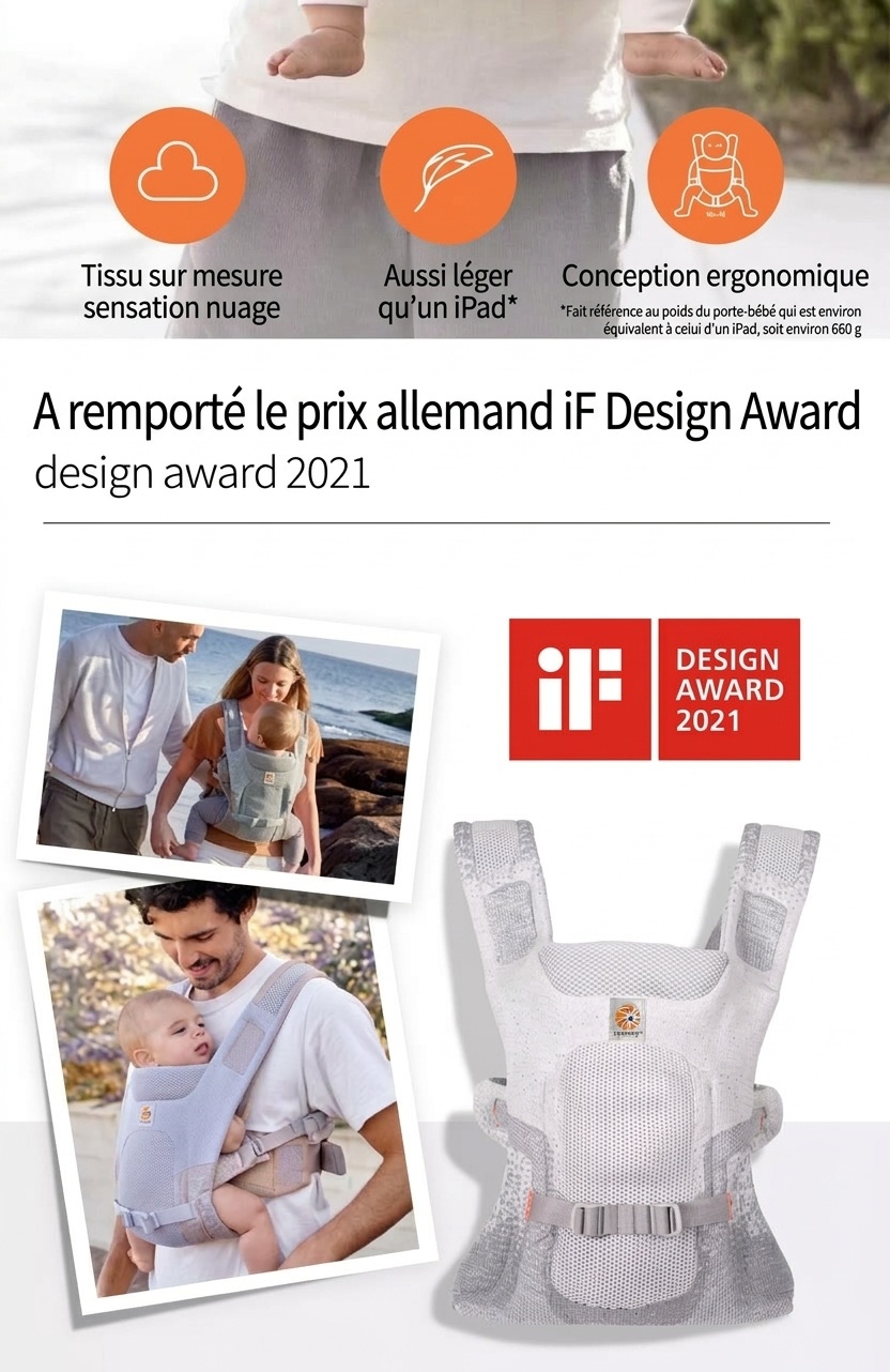 Porte-bébé respirant Ergobaby Aerloom - Ergonomique 3 en 1