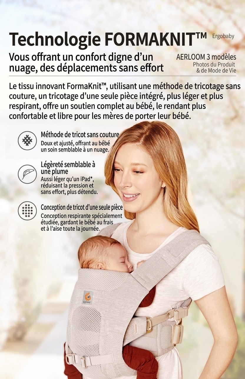 Porte-bébé respirant Ergobaby Aerloom - Ergonomique 3 en 1