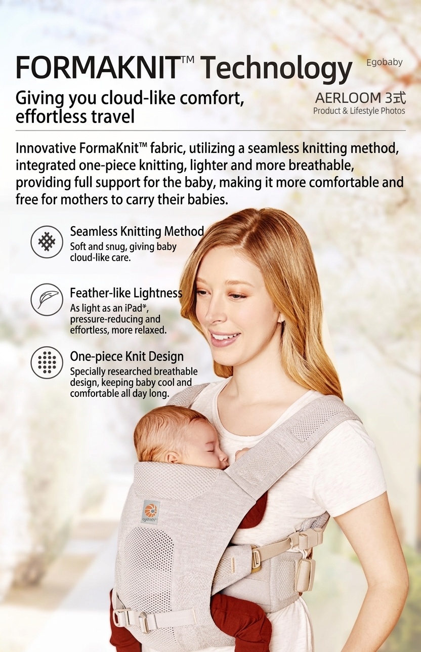 Ergobaby Aerloom Breathable Baby Carrier - 3-Way Ergonomic