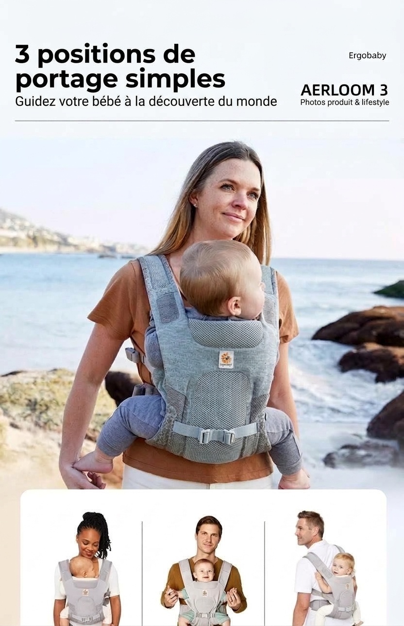 Porte-bébé respirant Ergobaby Aerloom - Ergonomique 3 en 1