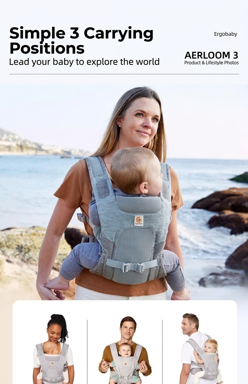 Ergobaby Aerloom Breathable Baby Carrier - 3-Way Ergonomic