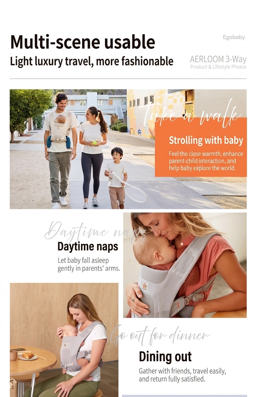 Ergobaby Aerloom Breathable Baby Carrier - 3-Way Ergonomic