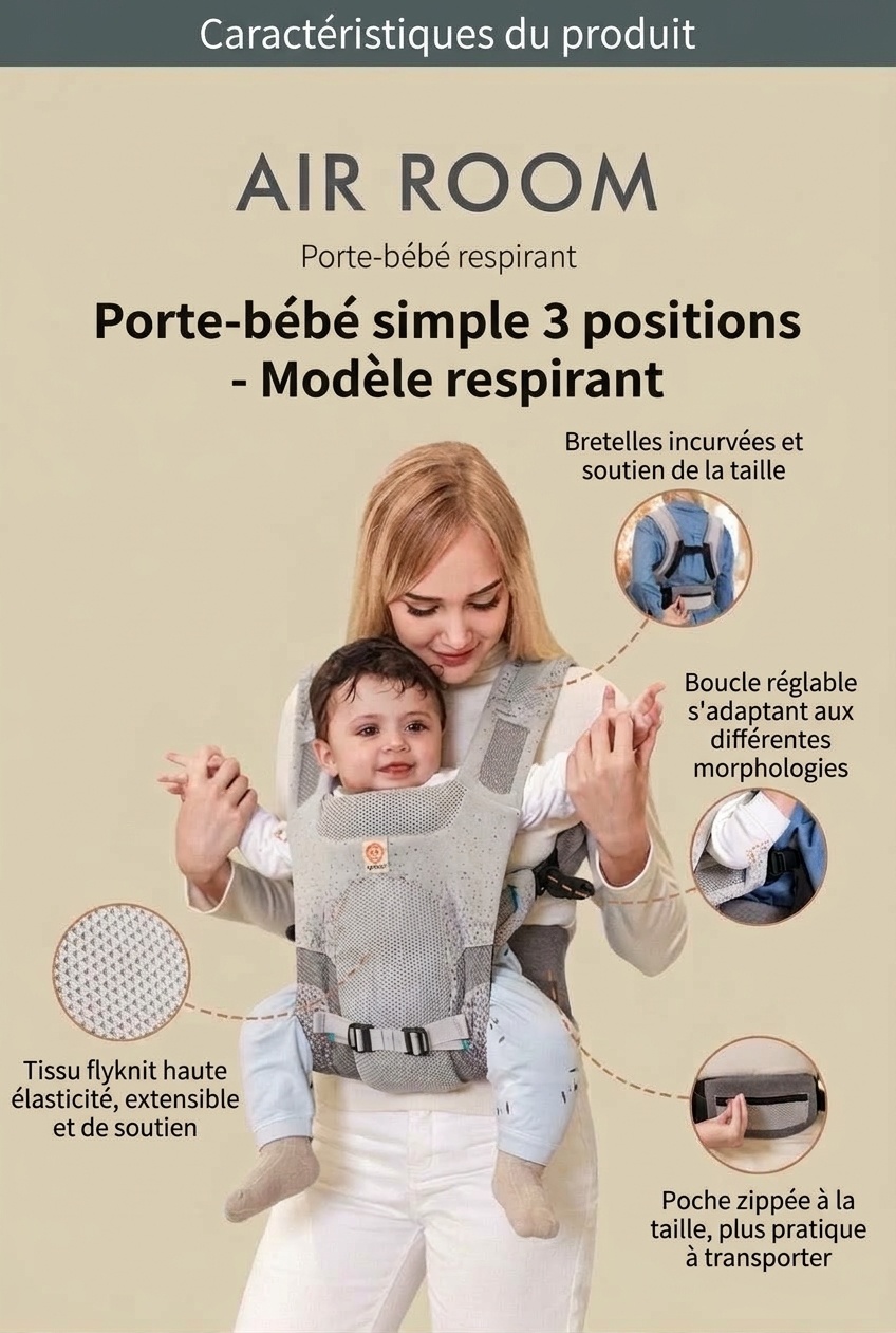 Porte-bébé respirant Ergobaby Aerloom - Ergonomique 3 en 1