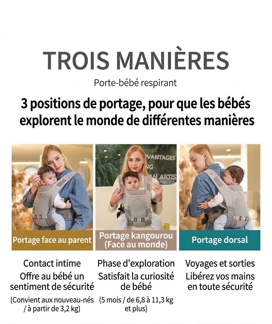 Porte-bébé respirant Ergobaby Aerloom - Ergonomique 3 en 1