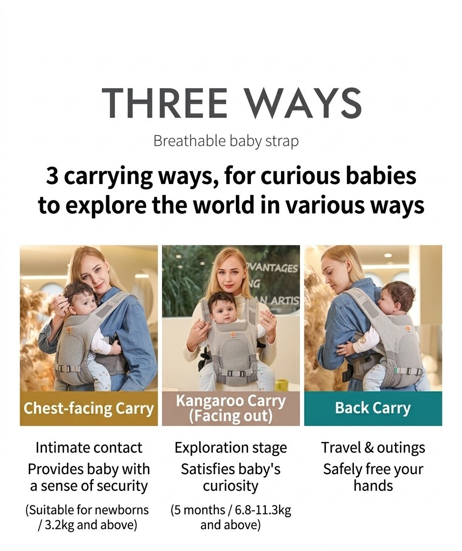 Ergobaby Aerloom Breathable Baby Carrier - 3-Way Ergonomic