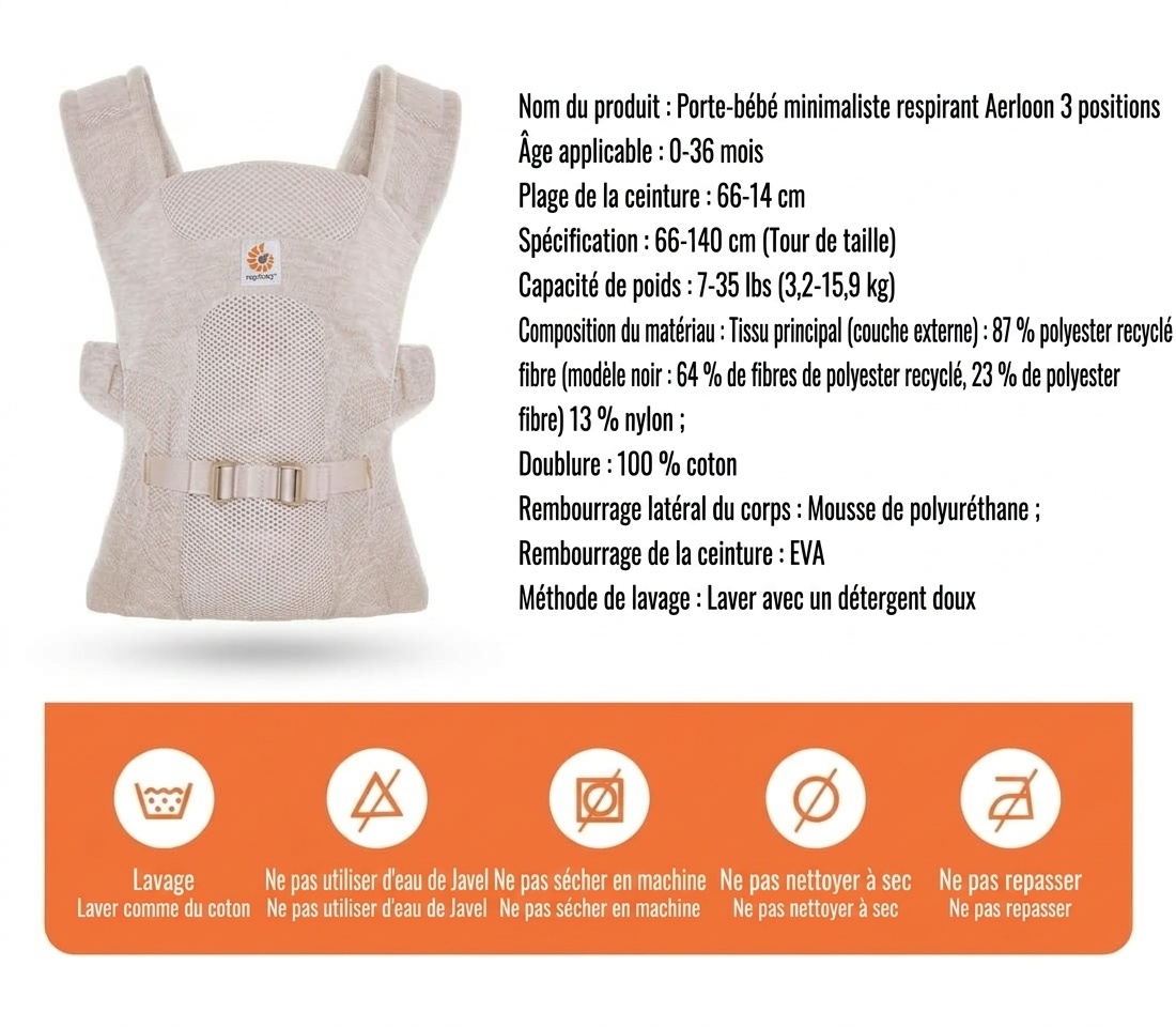 Porte-bébé respirant Ergobaby Aerloom - Ergonomique 3 en 1