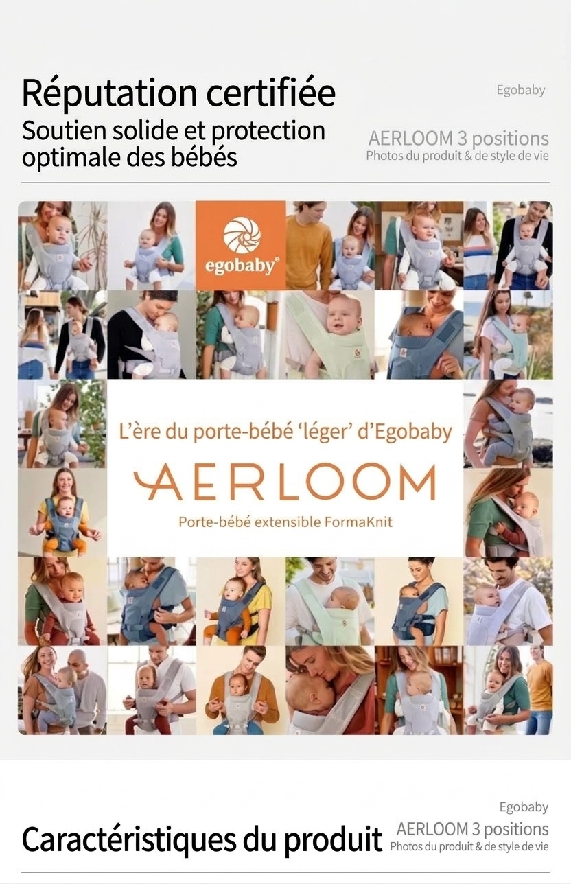 Porte-bébé respirant Ergobaby Aerloom - Ergonomique 3 en 1