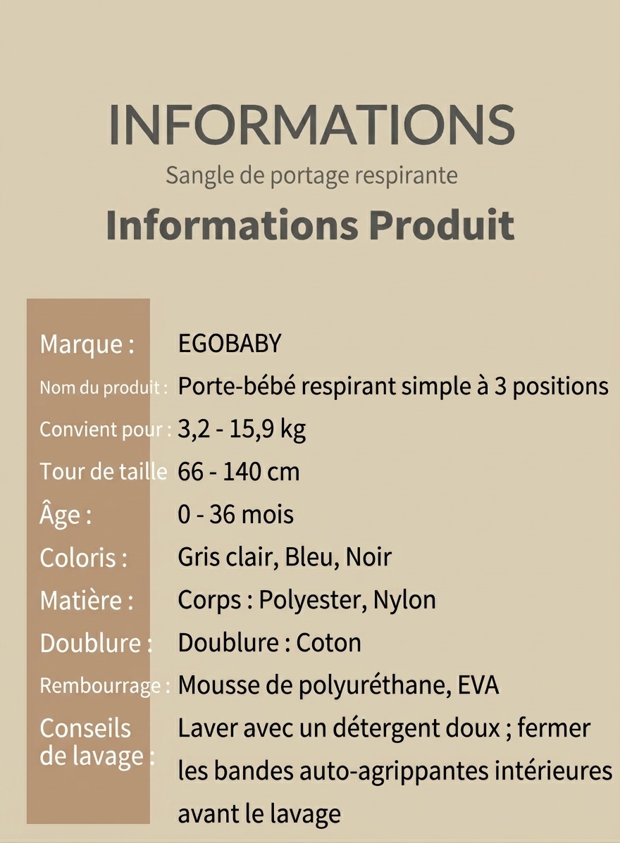 Porte-bébé respirant Ergobaby Aerloom - Ergonomique 3 en 1