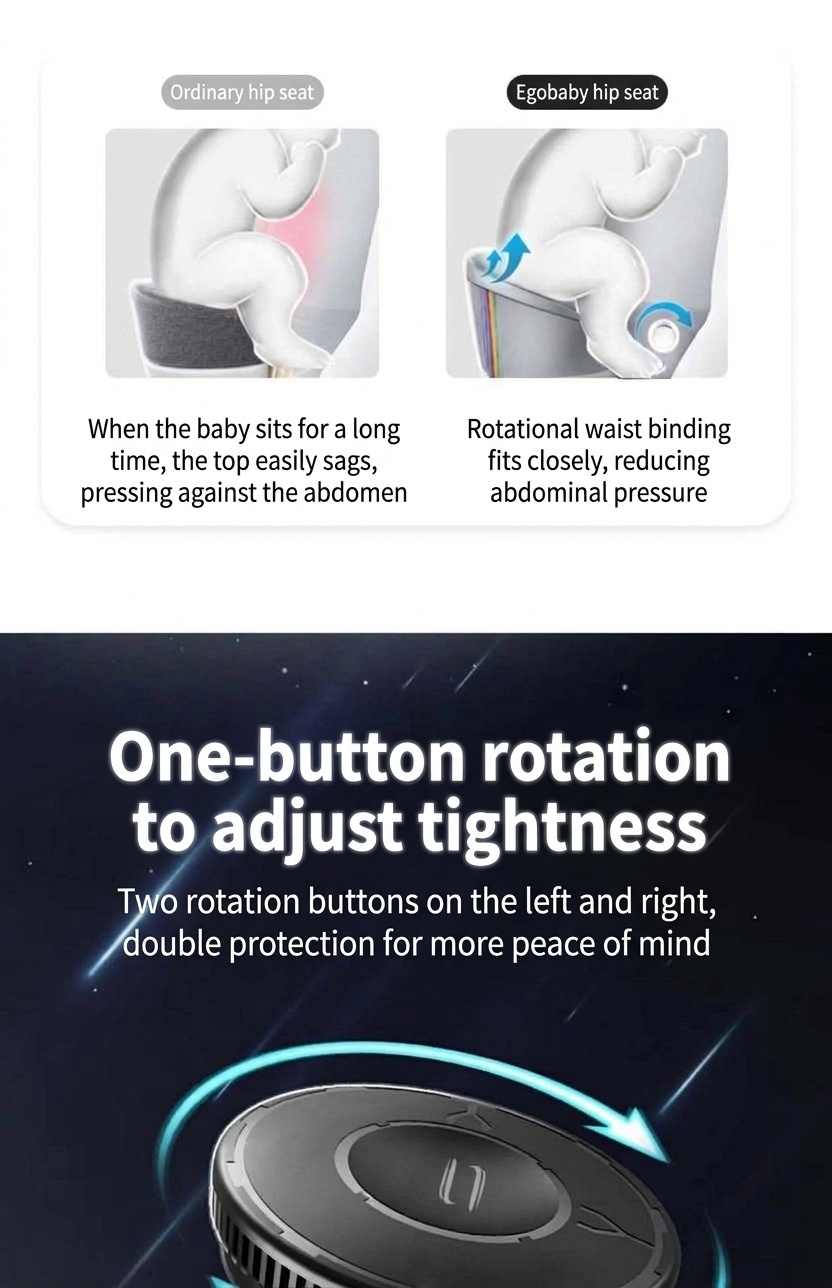 Ergonomic Baby Carrier & Hip Seat - Adjustable, Breathable