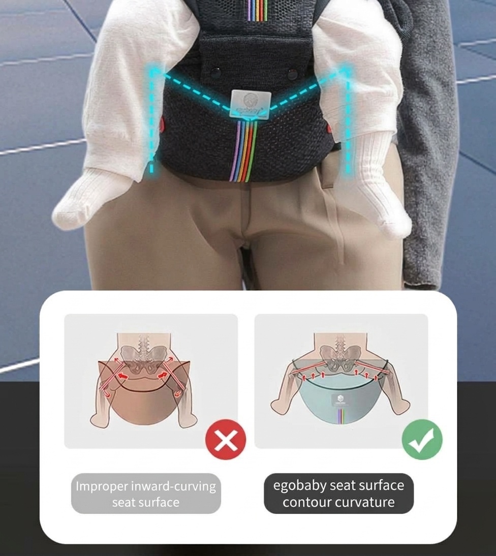 Ergonomic Baby Carrier & Hip Seat - Adjustable, Breathable