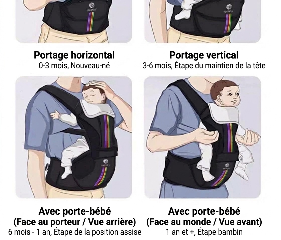 Porte-bébé ergonomique et siège de hanche - Réglable et respirant