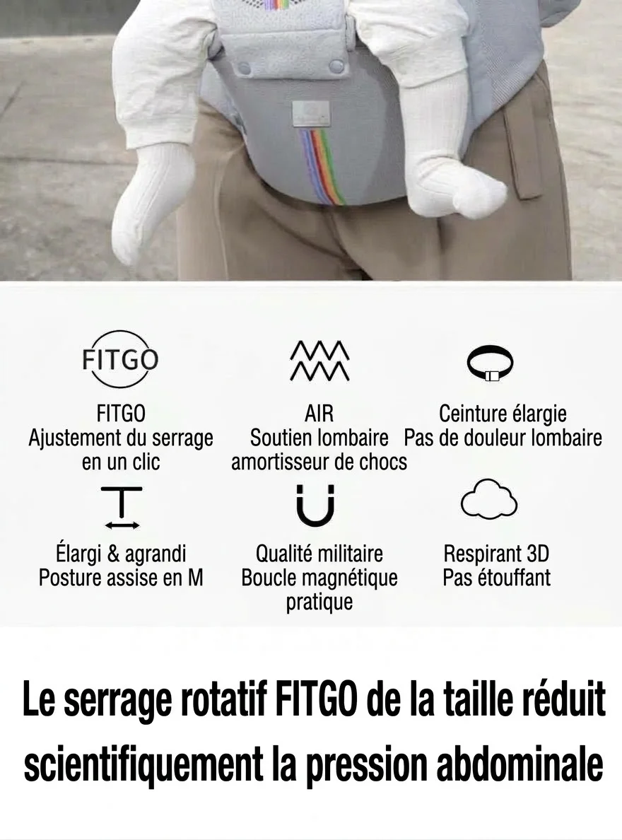 Porte-bébé ergonomique et siège de hanche - Réglable et respirant