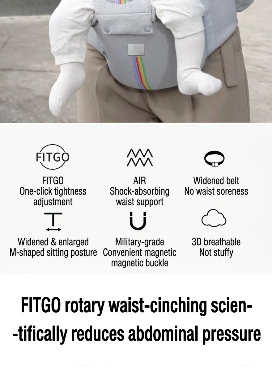 Ergonomic Baby Carrier & Hip Seat - Adjustable, Breathable
