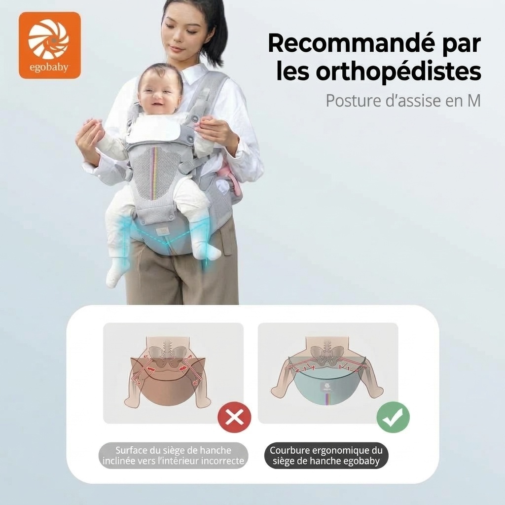 Porte-bébé ergonomique et siège de hanche - Réglable et respirant