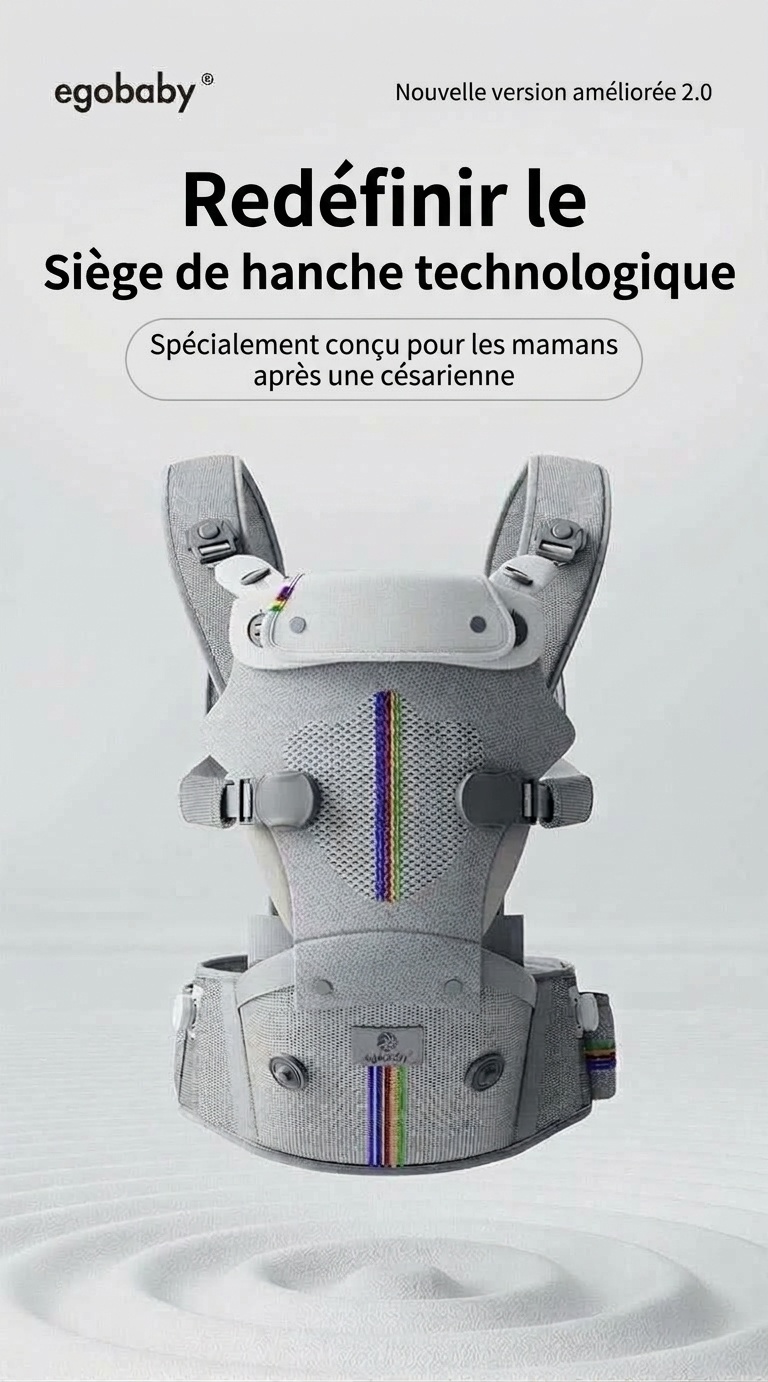 Porte-bébé ergonomique et siège de hanche - Réglable et respirant