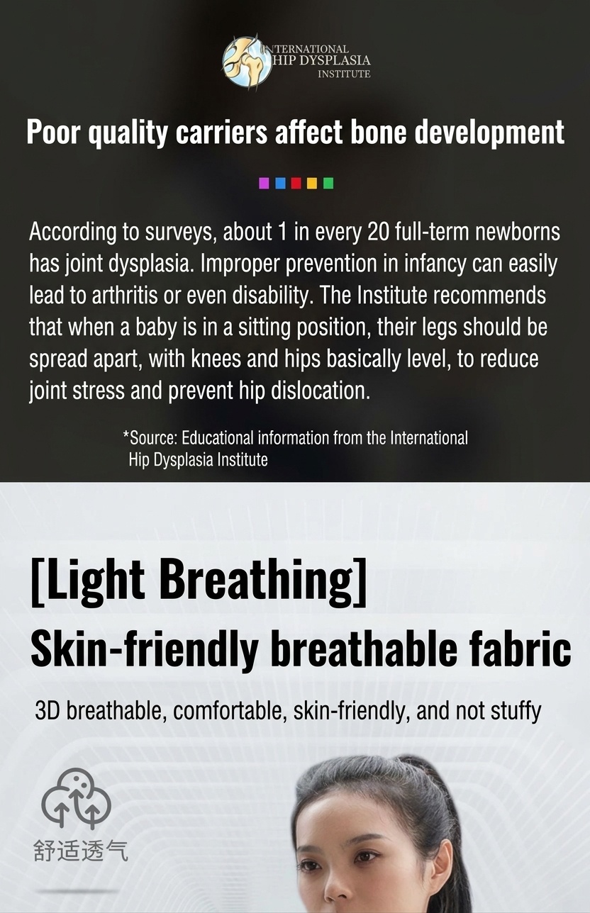 Ergonomic Baby Carrier & Hip Seat - Adjustable, Breathable