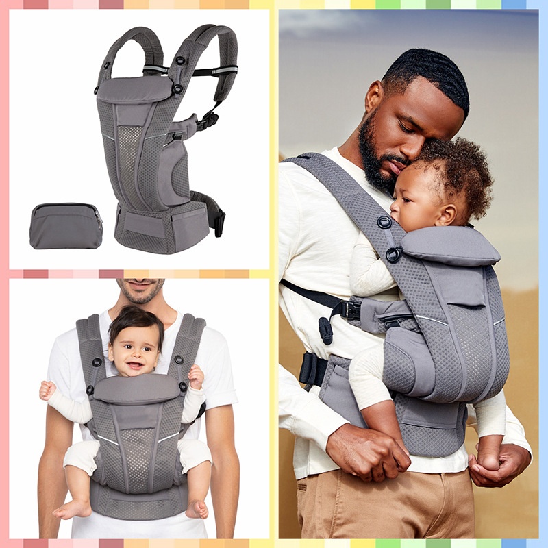 Baby Carrier with Waist Stool, Lightweight & Multifunctional, Front & Back Carry, Horizontal Hold for Newborns, for Outdoor Use