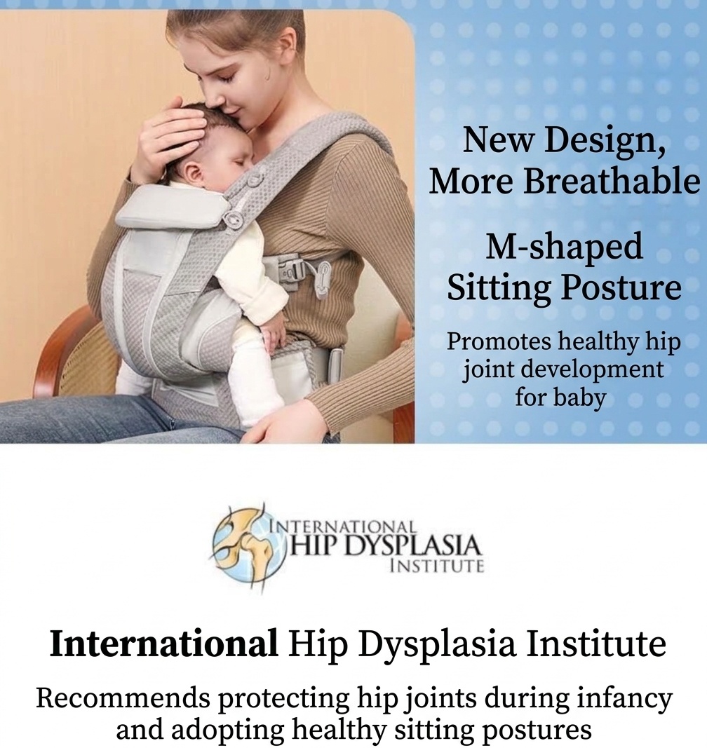 Baby Carrier with Waist Stool, Lightweight & Multifunctional, Front & Back Carry, Horizontal Hold for Newborns, for Outdoor Use