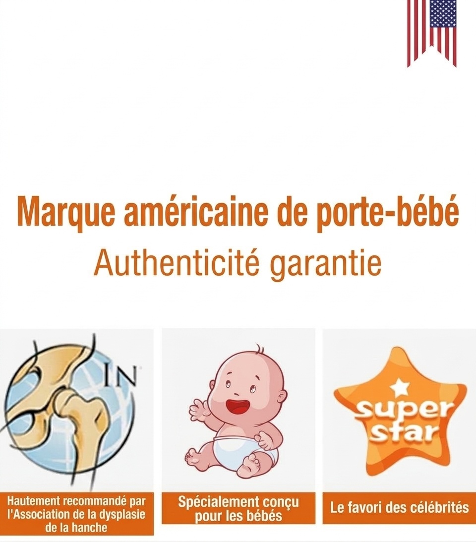 Porte-bébé avec repose-taille intégré, léger et multifonctionnel, portage ventral et dorsal, position horizontale pour les nouveau-nés, pour une utilisation en extérieur
