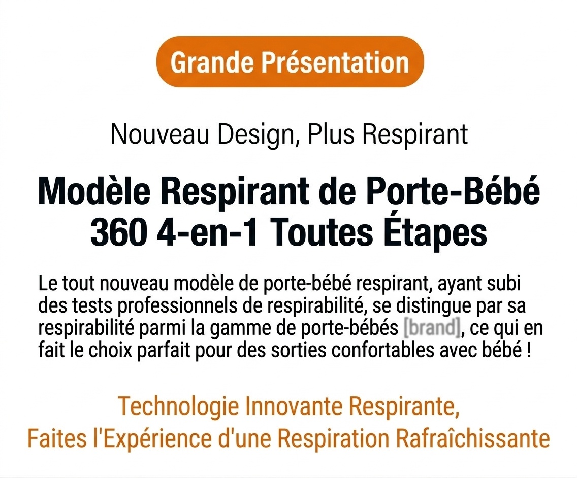 Porte-bébé avec repose-taille intégré, léger et multifonctionnel, portage ventral et dorsal, position horizontale pour les nouveau-nés, pour une utilisation en extérieur