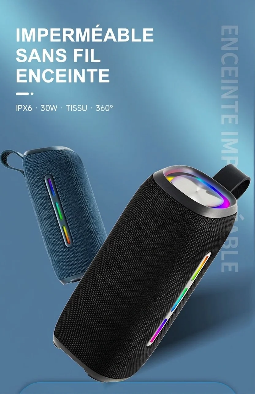 Enceinte Bluetooth portable étanche avec lumières RGB dynamiques